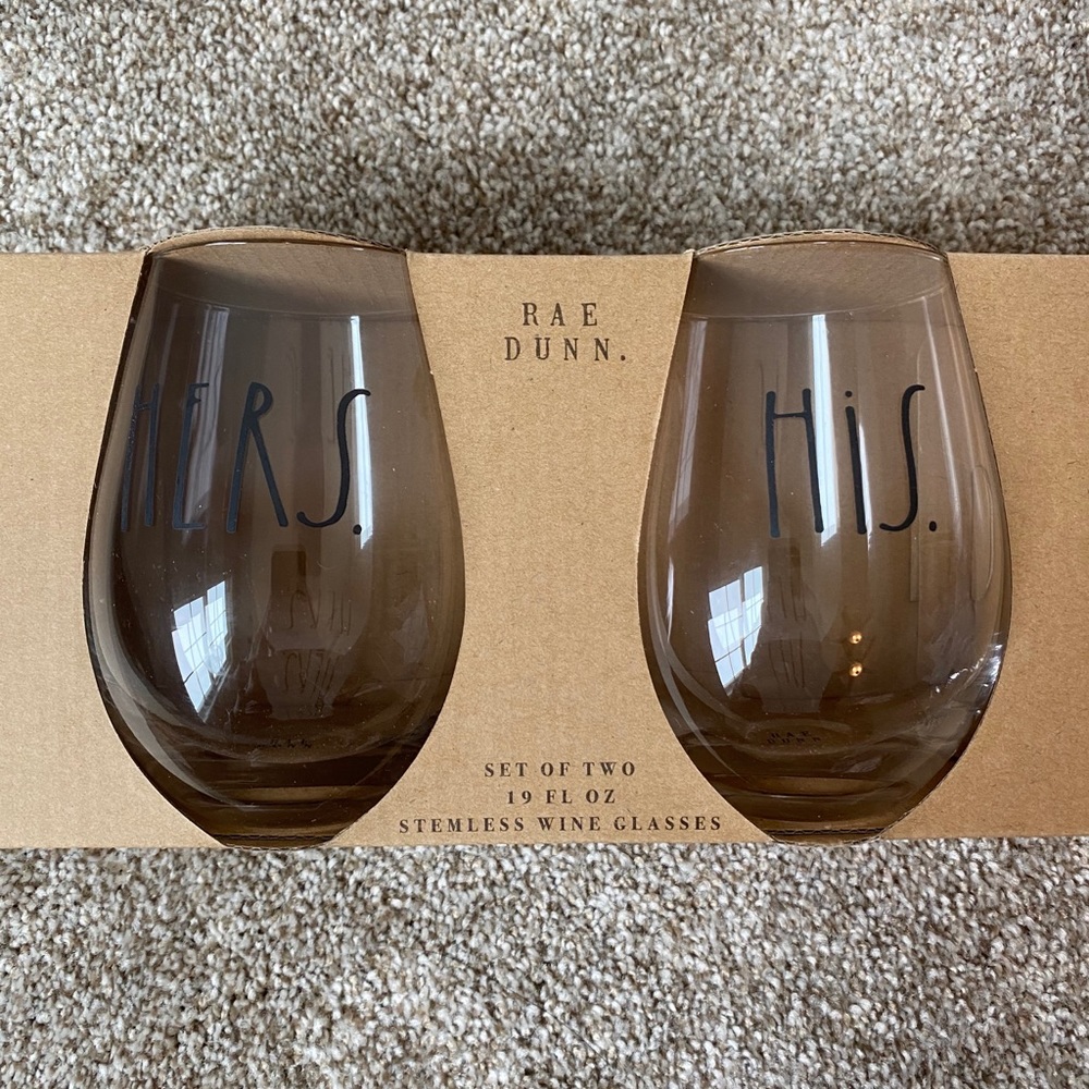 Rae Dunn Couples Wine Glasses